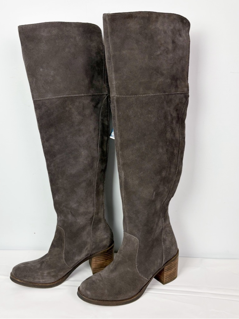 Lucky Brand Rayla Over The Knee Riding Boots Suede Leather Size 8 Dark Grey